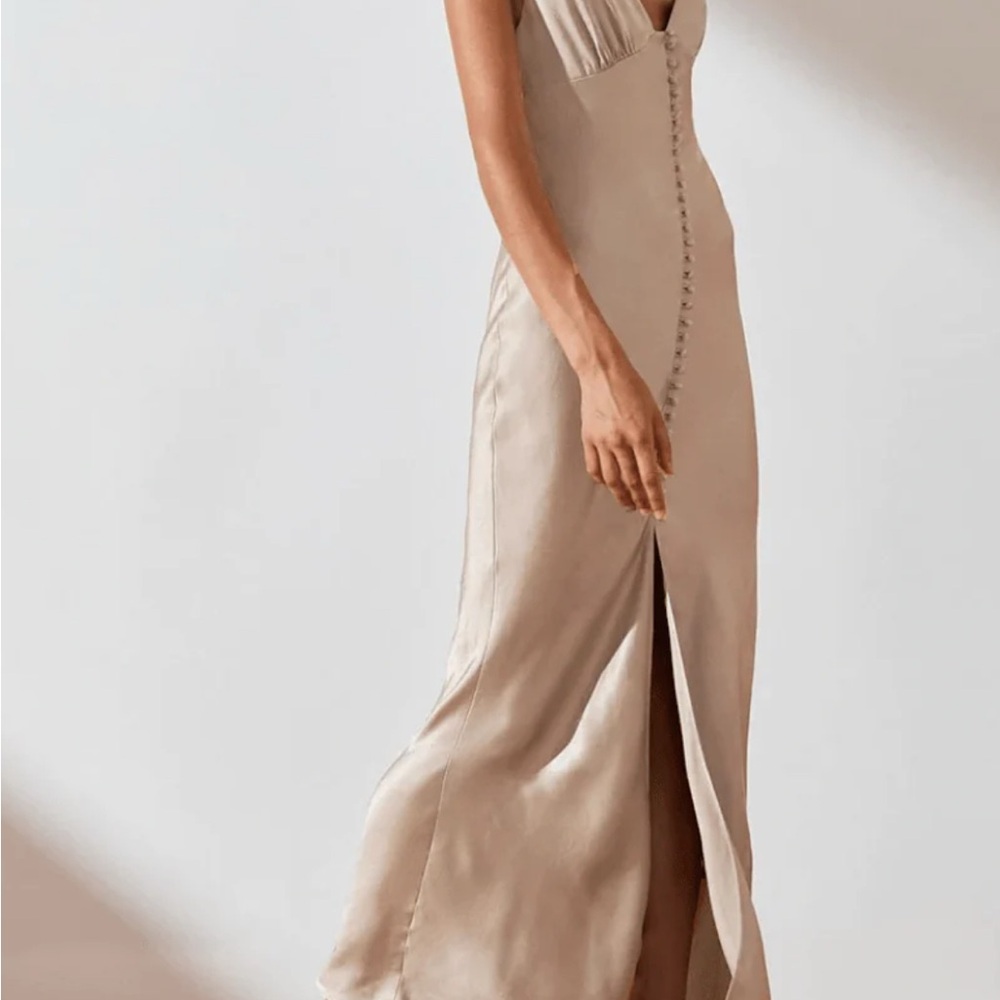La Lune Bias Slip Dress- Gold View 2